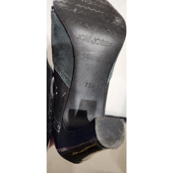 Jon Josef High Heel Shoes 7.5M Blue Gray Suede Leather Oxfords Lace Steampunk - Picture 10 of 11